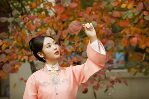 邢菲粉黛刺绣古装造型优雅写真_9
