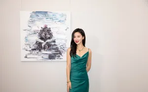 朱珠绿色吊带裙性感写真图片_12