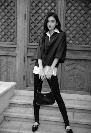 曾可妮挑染黑白时尚写真图片_2