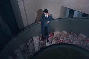董又霖深灰西装绅士写真图片_2