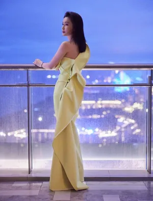 李冰冰半露肩连衣裙性感写真图片_1