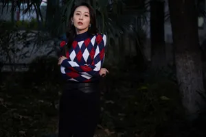 贾青毛衣中长裙优雅写真图片_4