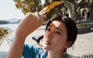 乔欣深秋落叶慵懒大片写真图片_5