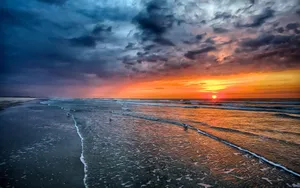 迷人夕阳海边景色壁纸_5