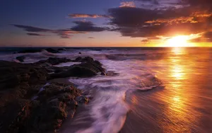 迷人夕阳海边景色壁纸_9