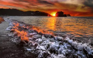 迷人夕阳海边景色壁纸_10