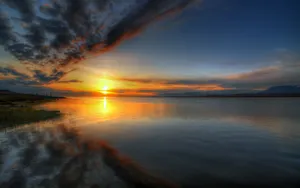 迷人夕阳海边景色壁纸_16