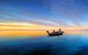 迷人夕阳海边景色壁纸_19
