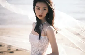 陈都灵海边落日优雅写真图片_2
