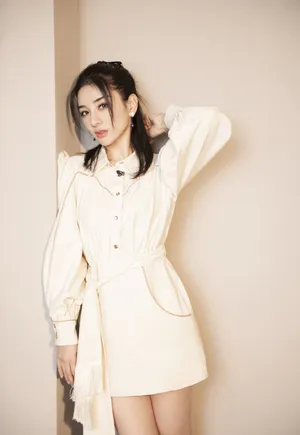 黄奕淡黄的长裙性感写真图片