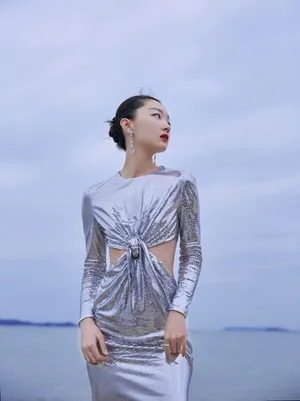 周冬雨白银亮片裙优雅个性写真图片_9
