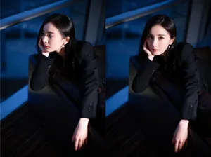 杨幂黑色西服优雅性感写真图片_4