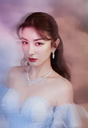 黄奕蓝鱼尾长裙性感写真图片