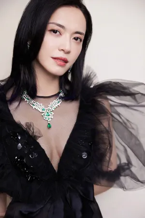 姚晨深V黑纱裙暗黑风性感写真图片_3