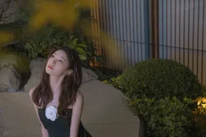 刘浩存抹胸小黑裙优雅灵动写真图片_2