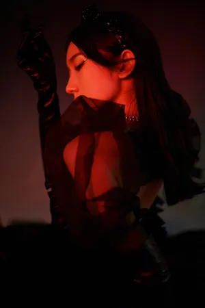 孟美岐网纱连衣裙魅惑暗黑系写真图片_2