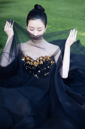 陈都灵鎏金抹胸裙性感写真图片_5