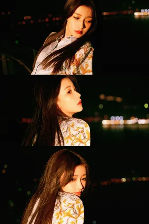孙怡刺绣上衣夜色写真图片_7