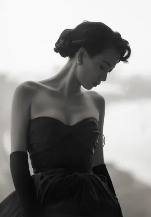 李梦裹胸礼服复古风妩媚性感写真