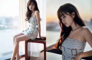 妖艳美女明星吴宣仪吊带裙写真图片_3