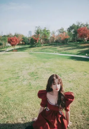 性感美女明星虞书欣红裙写真图片_5