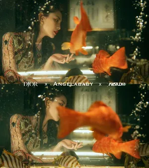 angelababy刺绣长裙金鱼大片写真图片_3