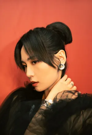 周笔畅黑色鎏金亮片纱裙魅力性感写真_8