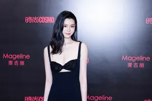 性感美女明星奚梦瑶黑丝连衣裙活动照片_3