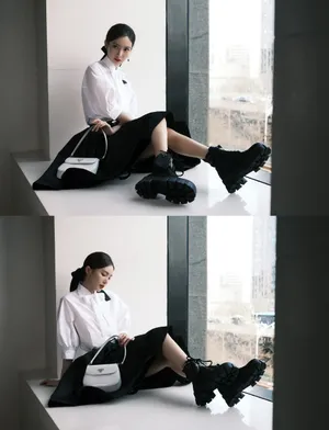 金晨精致优雅黑白写真图片_9
