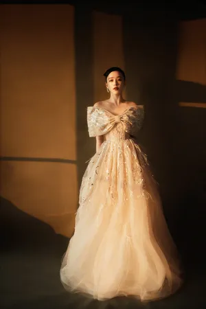 阚清子蝴蝶结抹胸礼服性感写真图片_3