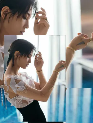 周笔畅丝绒长裙高级灵动写真图片_6