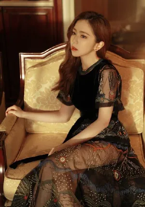 性感美女邓紫棋黑丝透视裙子妩媚优雅写真