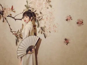 赖美云丸子头水墨国风写真图片_6