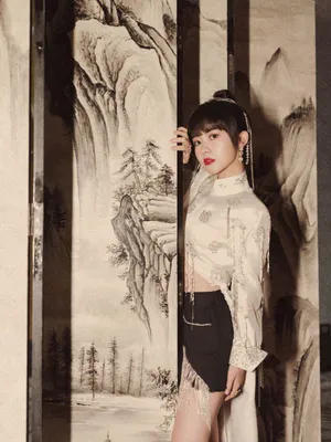 赖美云丸子头水墨国风写真图片_8
