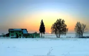 风雪中的木屋高清桌面壁纸_2