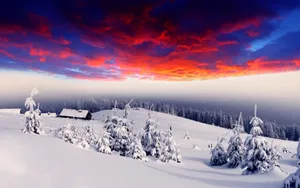 风雪中的木屋高清桌面壁纸_4