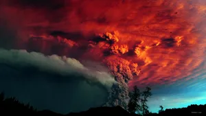 壮观的火山喷发桌面壁纸_3