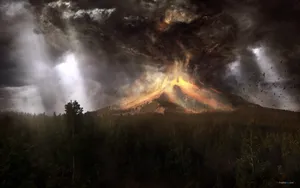 壮观的火山喷发桌面壁纸_12