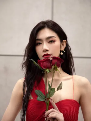 曾可妮美艳红裙性感写真图片