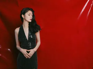 傅菁闪钻深v露背裙性感写真图片_7