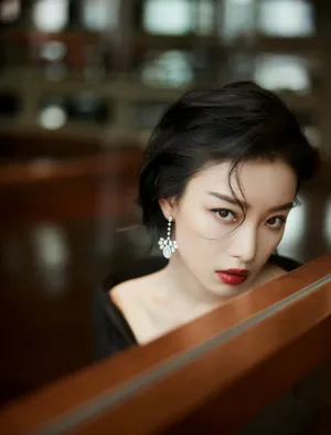 倪妮黑色露肩套装美艳性感写真图片_4