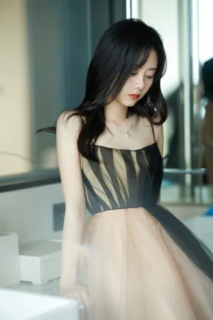 谭松韵暗金抹胸礼服性感写真图片_2