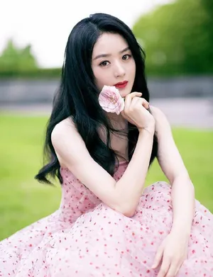 性感美女赵丽颖粉色裙子优雅写真_5