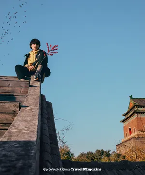 张子枫老胡同俏丽街拍写真图片