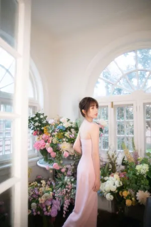 虞书欣粉裙甜美鲜花大片写真图片_5