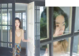朱珠格纹裙性感优雅写真图片_4