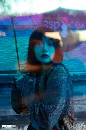 田原蓝色毛衣性感养眼写真图片_1
