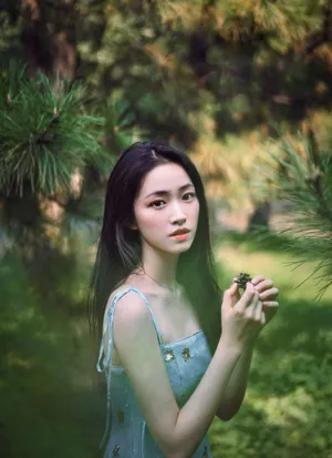 杨肸子吊带蓝裙性感写真图片_4