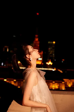 王玉雯薄纱裙唯美夜景写真图片_3