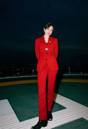 李斯丹妮红色西服魅力性感写真_2